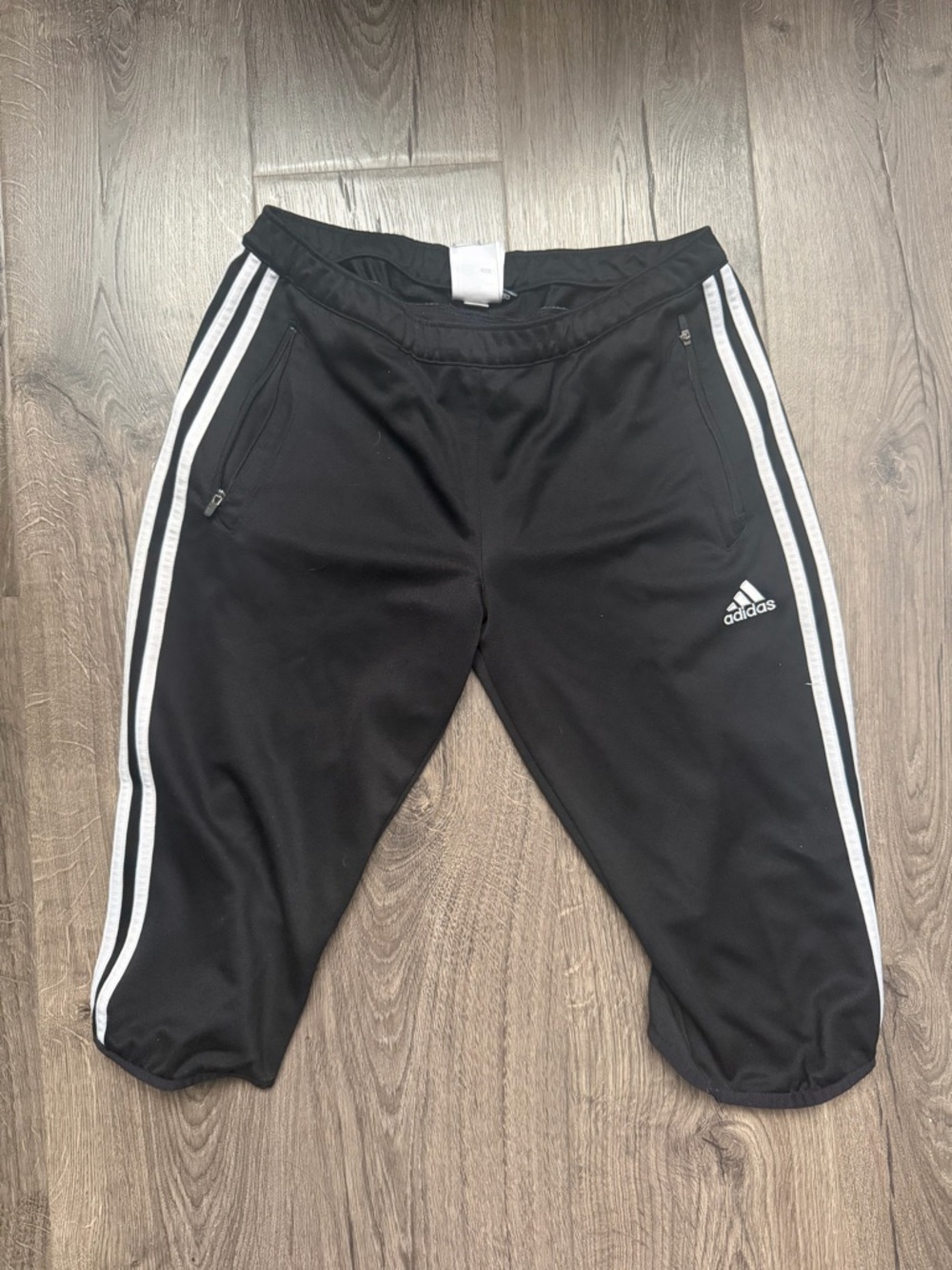 Adidas Black Track Pants with White Stripe